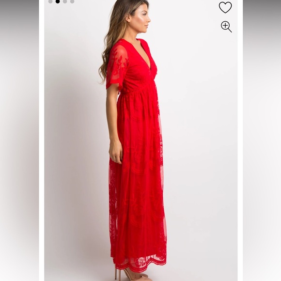 Pinkblush Red Lace Mesh Overlay Maxi Dress - Picture 3 of 10